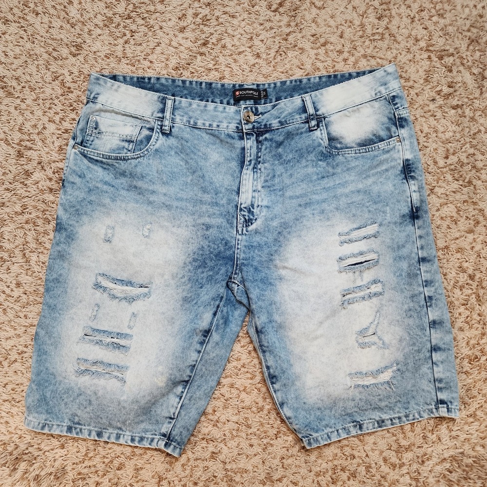 Southpole Regular Men Sz 44 Retro Jean Shorts Ripped Pattern‎